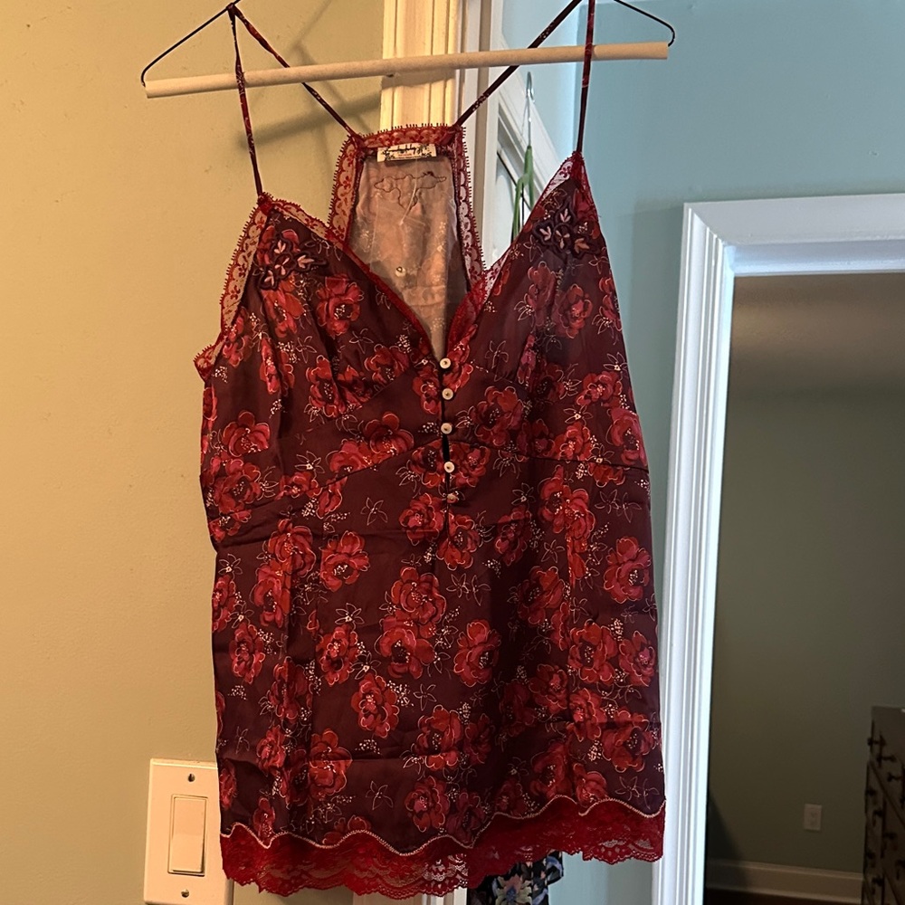 Free People Red Floral Camisole